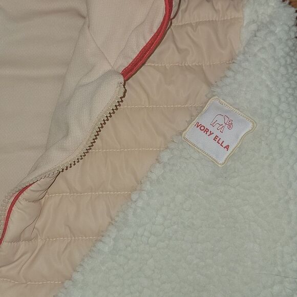 IVORY ELLA 1/2 Zip Hooded Pullover Quilted & Sherpa Jacket w Soft Lining Size M - Picture 5 of 8